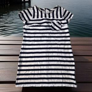 old navy womens short sleeve dress Chest Pocket navy blue white striped Small